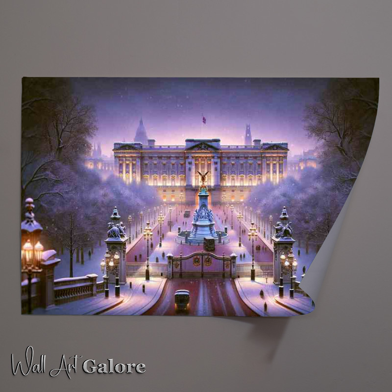 Buy Unframed Poster : (Snowy Serenade Winter Evening at Buckingham Palace)