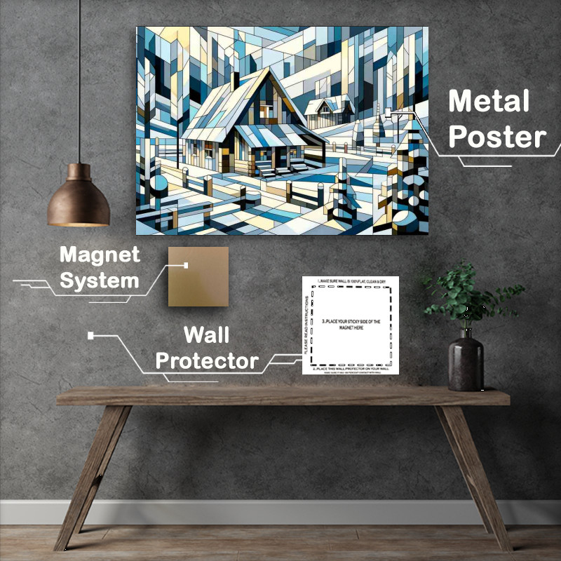 Buy Metal Poster : (Solitude in Snow A Lonely Cabin)