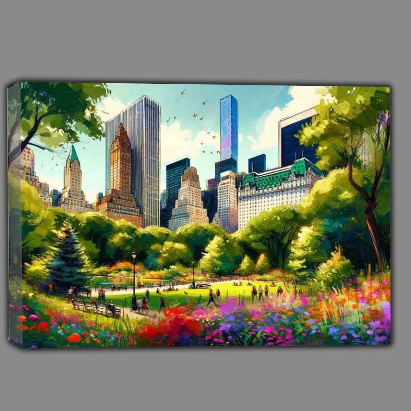 Buy Canvas : (Summer day in Central Park New York City USA with green trees)