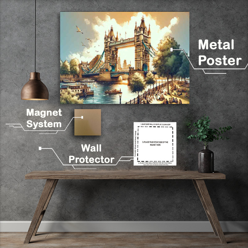Buy Metal Poster : (Summer day in London UK The historic Tower Bridge)