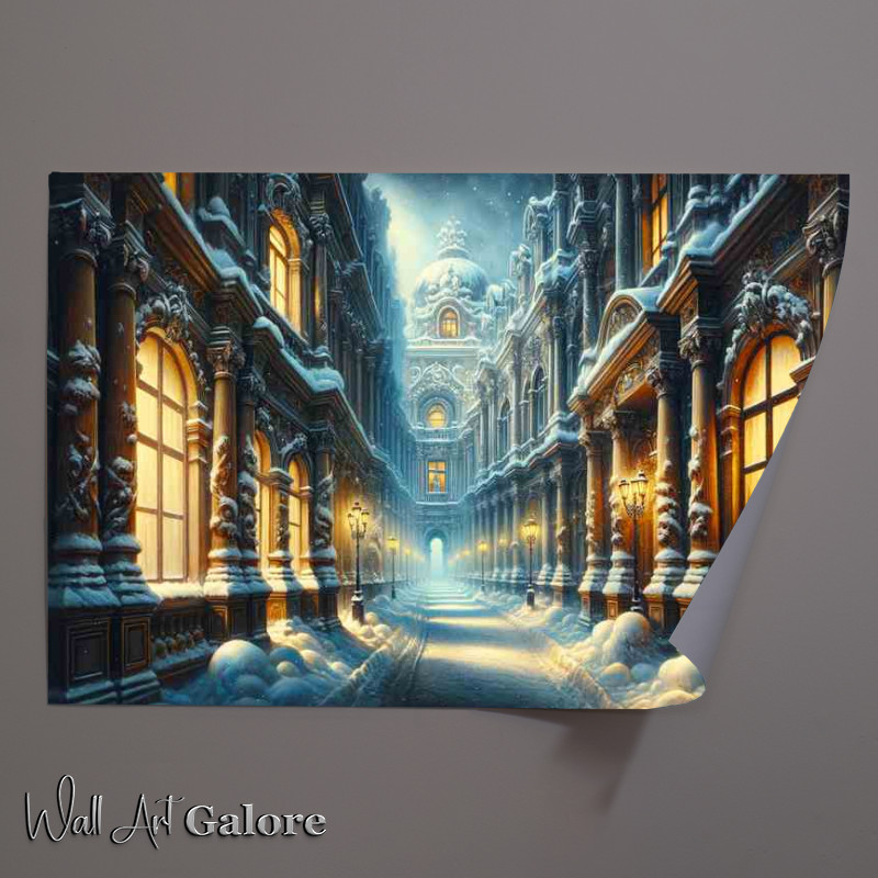 Buy Unframed Poster : (Winters Hush A Snowy Alley in Baroque Style)