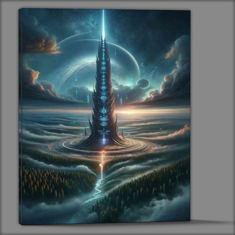 Buy Canvas : (A fantasy planet The scene captures a colossal tower)