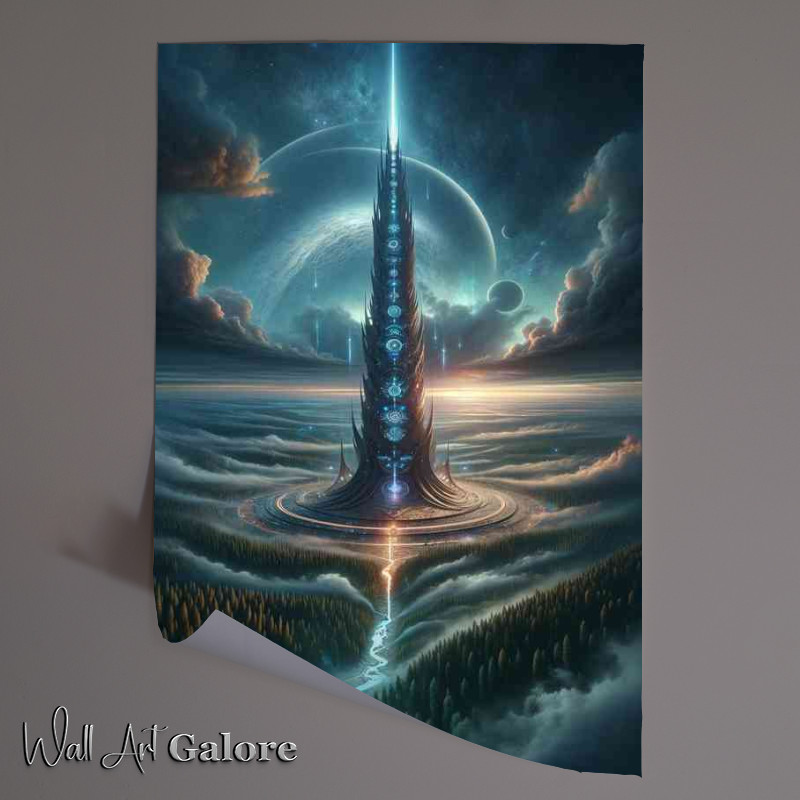 Buy Unframed Poster : (A fantasy planet The scene captures a colossal tower)