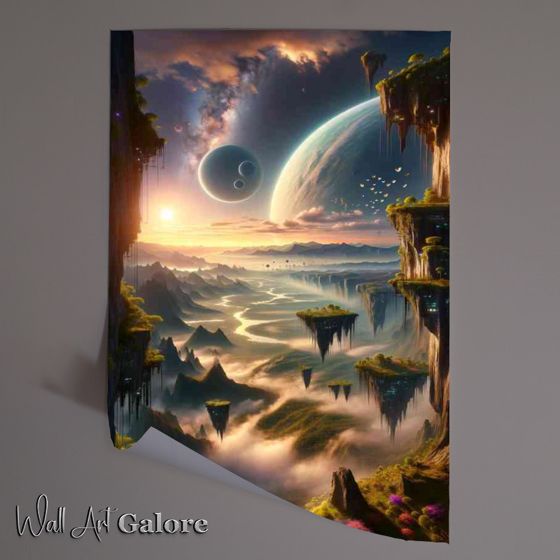 Buy Unframed Poster : (A vertical view from a fantasy planet show casing green beauty)