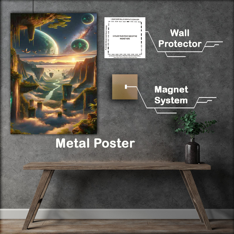 Buy Metal Poster : (A view from a fantasy planet)