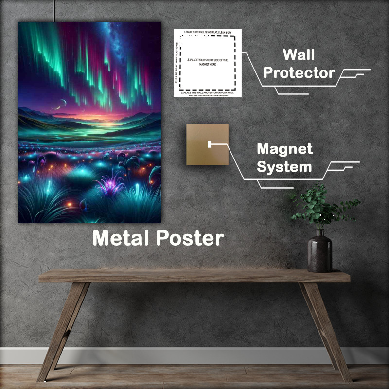 Buy Metal Poster : (A view from a fantasy planet a vast array of colours)