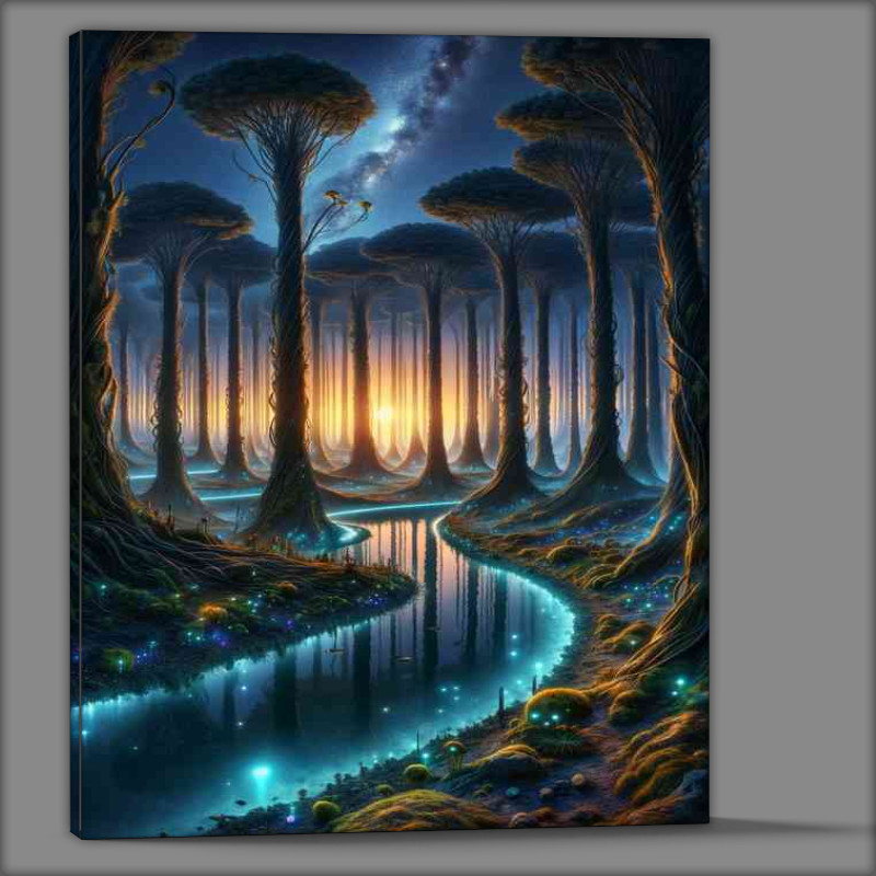 Buy Canvas : (A view from a fantasy planet depicting blue open rivers)
