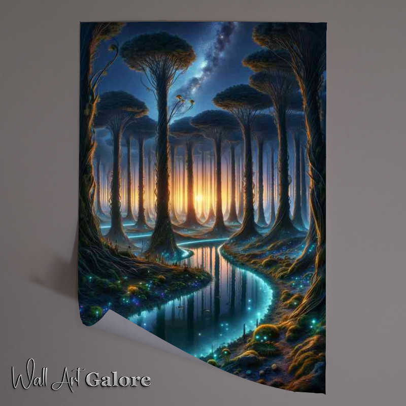 Buy Unframed Poster : (A view from a fantasy planet depicting blue open rivers)