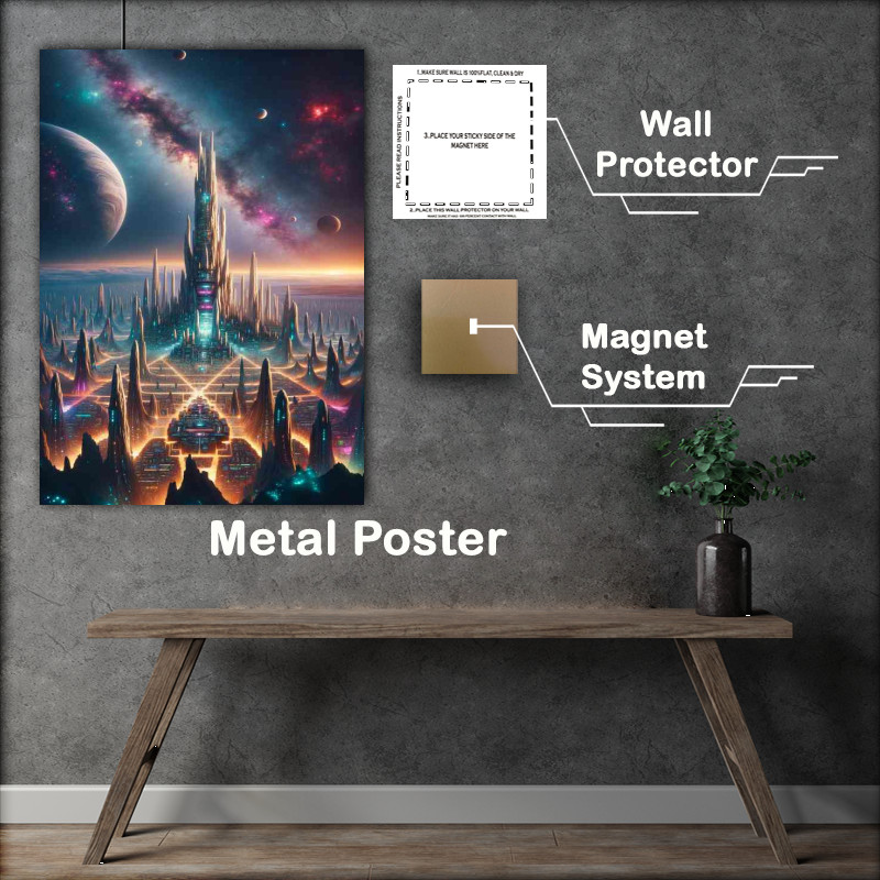 Buy Metal Poster : (Fantasy planet The scene depicts a tower)