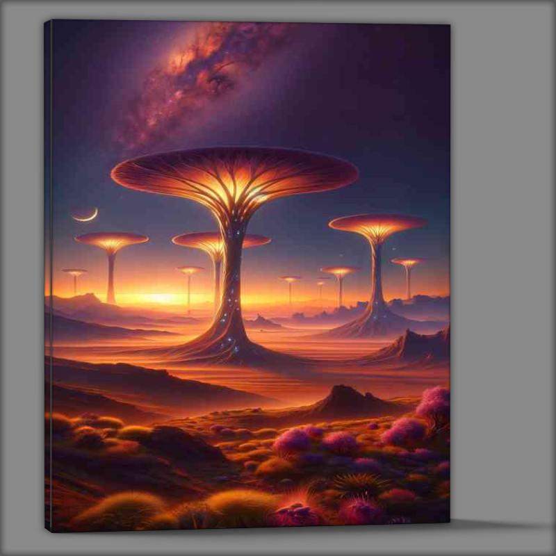 Buy Canvas : (Planet The scene depicts a vast open tree landscape)