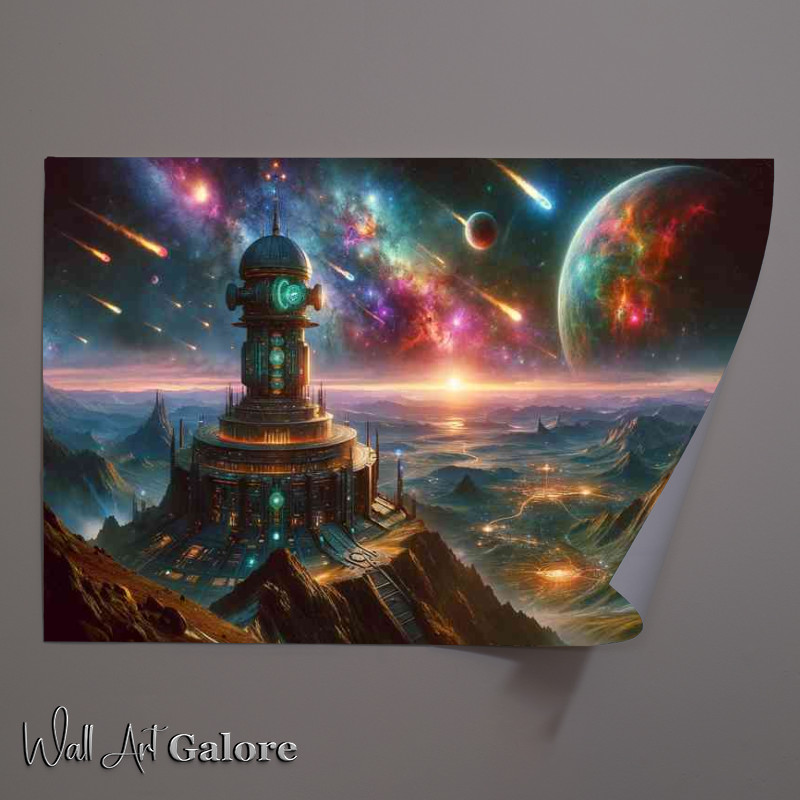 Buy Unframed Poster : (A dramatic view from a fantasy planetwith a ancient alien outpost)