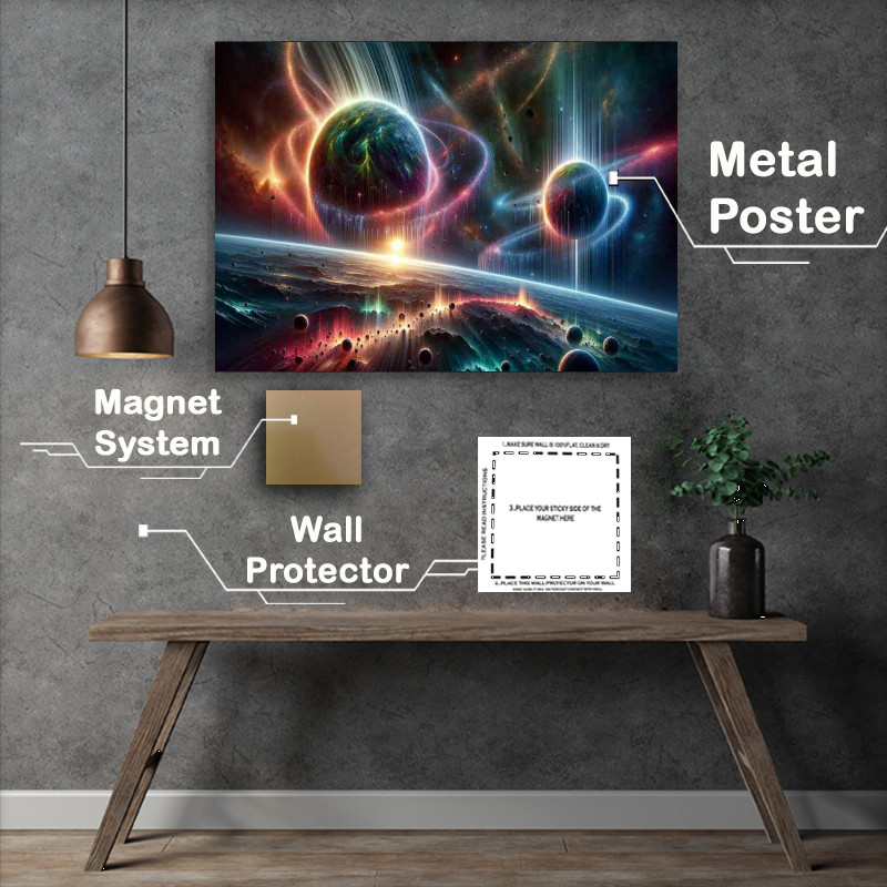 Buy Metal Poster : (A ethereal scene of a fantasy space phenomenon a cosmic dance)