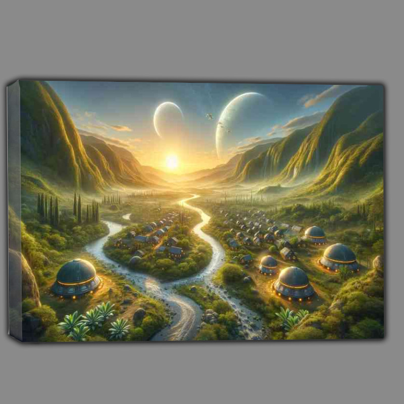 Buy Canvas : (A fantasy planet The scene presents a peaceful alien villa)