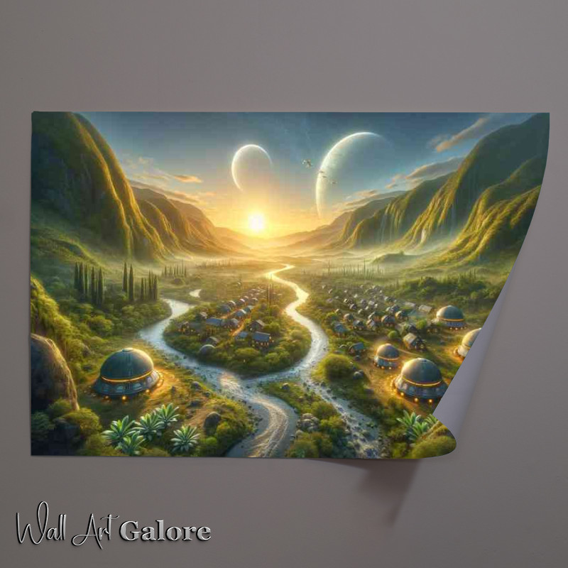 Buy Unframed Poster : (A fantasy planet The scene presents a peaceful alien villa)