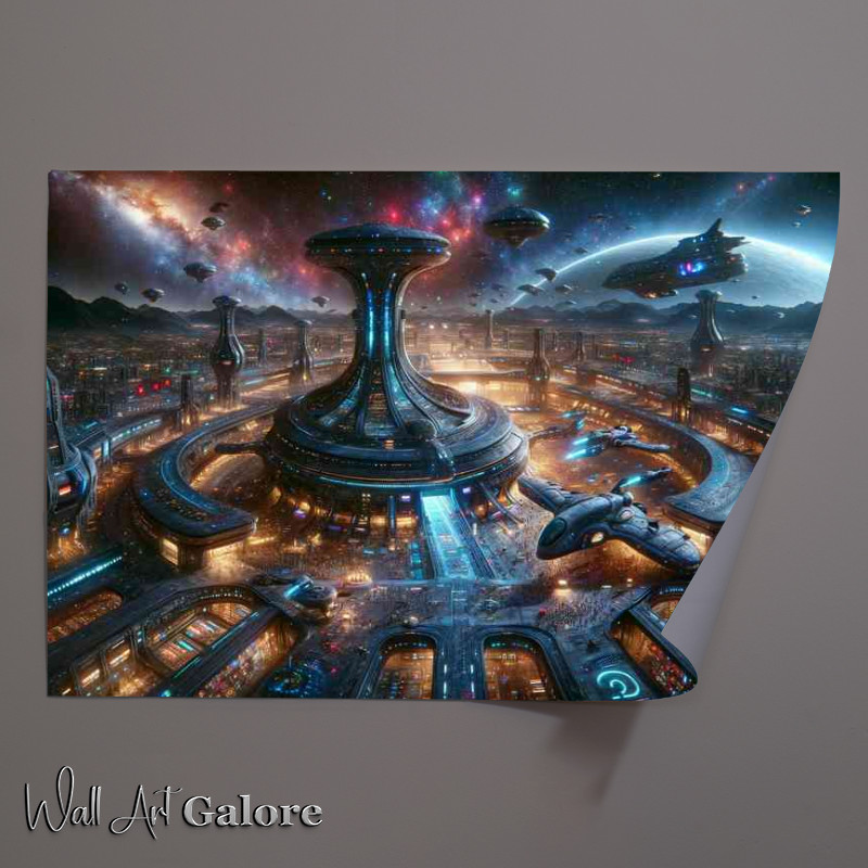 Buy Unframed Poster : (A fantasy planet depicts a large futuristic settlement)
