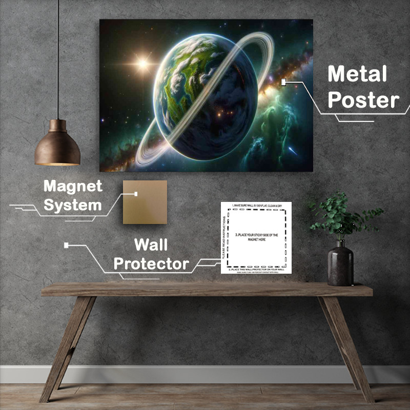 Buy Metal Poster : (A fantasy planet from space without any spacecraft)