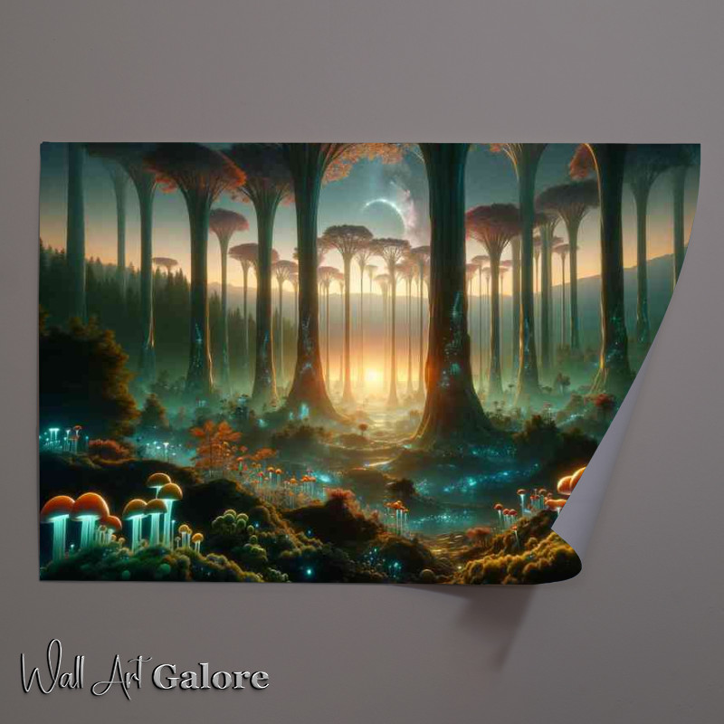 Buy Unframed Poster : (A fantasy planet illuminated mushrooms)