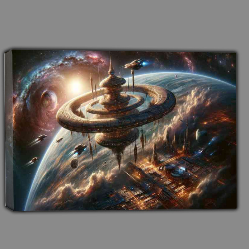 Buy Canvas : (A mesmerizing view from space near a fantasy planet)