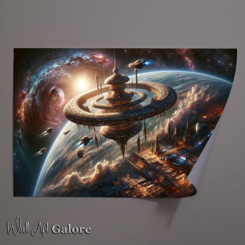 Buy Unframed Poster : (A mesmerizing view from space near a fantasy planet)