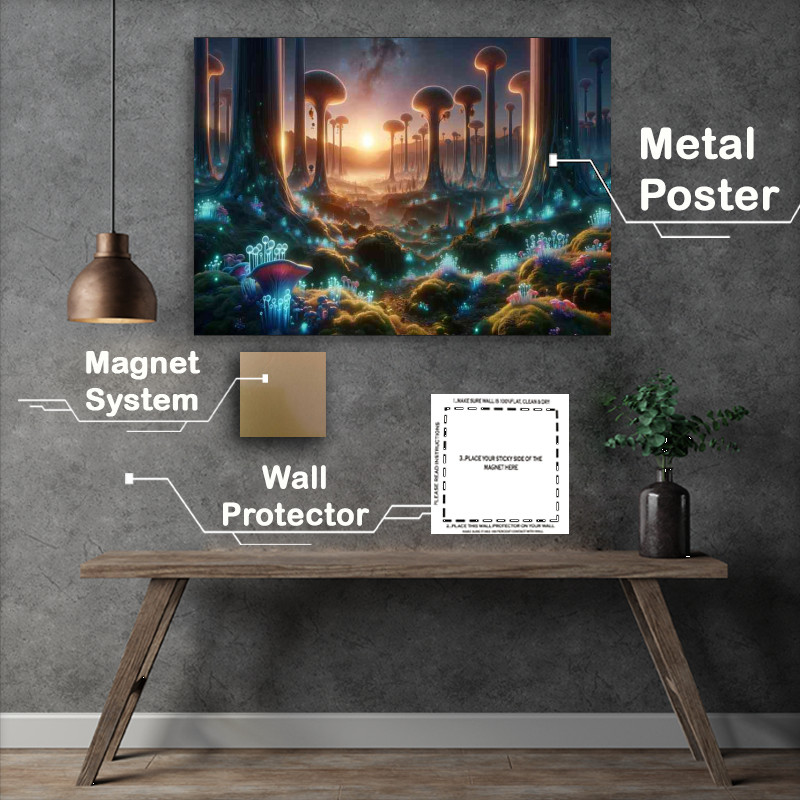 Buy Metal Poster : (A planet illustrates an alien life matter)