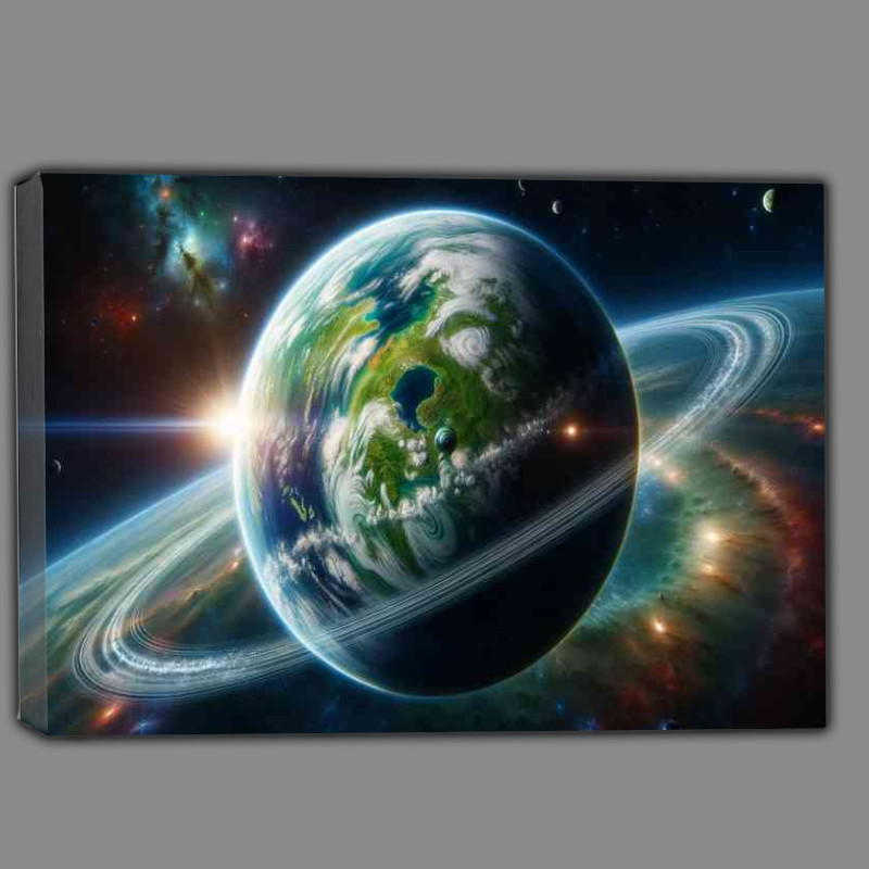 Buy Canvas : (A serene view of a fantasy planet from space)