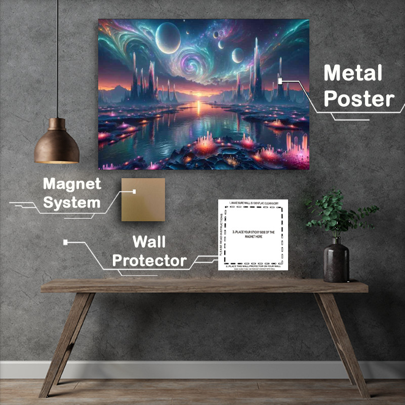 Buy Metal Poster : (A single breathtaking view from a fantasy planet)