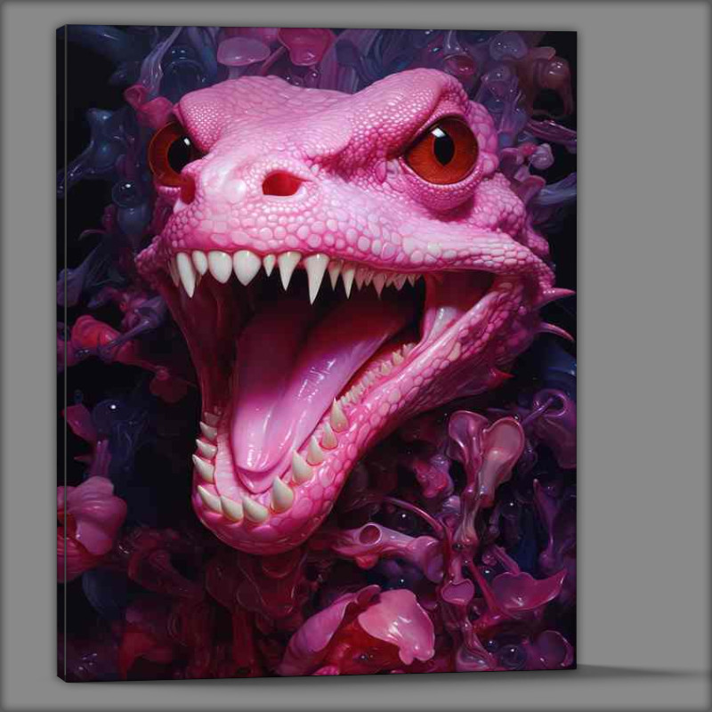 Buy Canvas : (Pink gummy lizard with fangs showing)