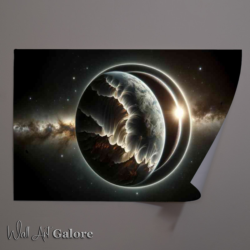 Buy Unframed Poster : (A stunning view from space of a fantasy planet during a solar eclipse)