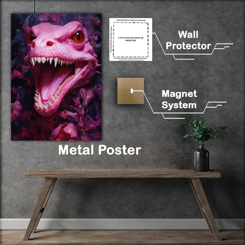 Buy Metal Poster : (Pink gummy lizard with fangs showing)