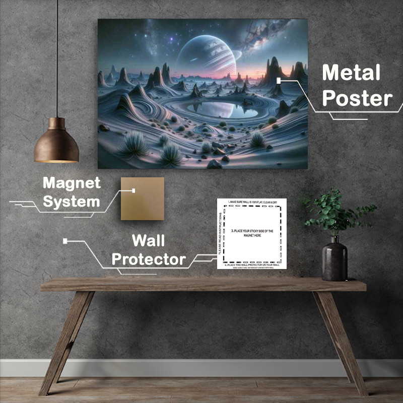 Buy Metal Poster : (A view from a fantasy planet alien landscape)