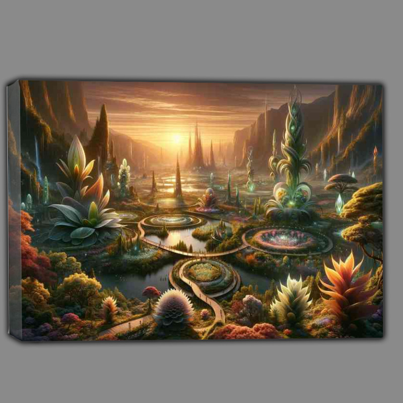 Buy Canvas : (A view from a fantasy planet presents a large alien botani)