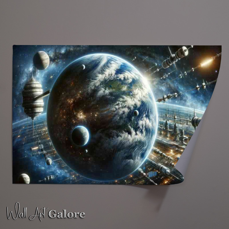 Buy Unframed Poster : (A view of a fantasy planet from low orbit in space)