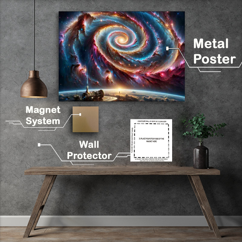 Buy Metal Poster : (Breathtaking view of a fantasy galaxy from space)
