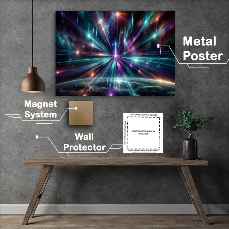 Buy Metal Poster : (Fantasy scene with almost no planetary elements just beams)