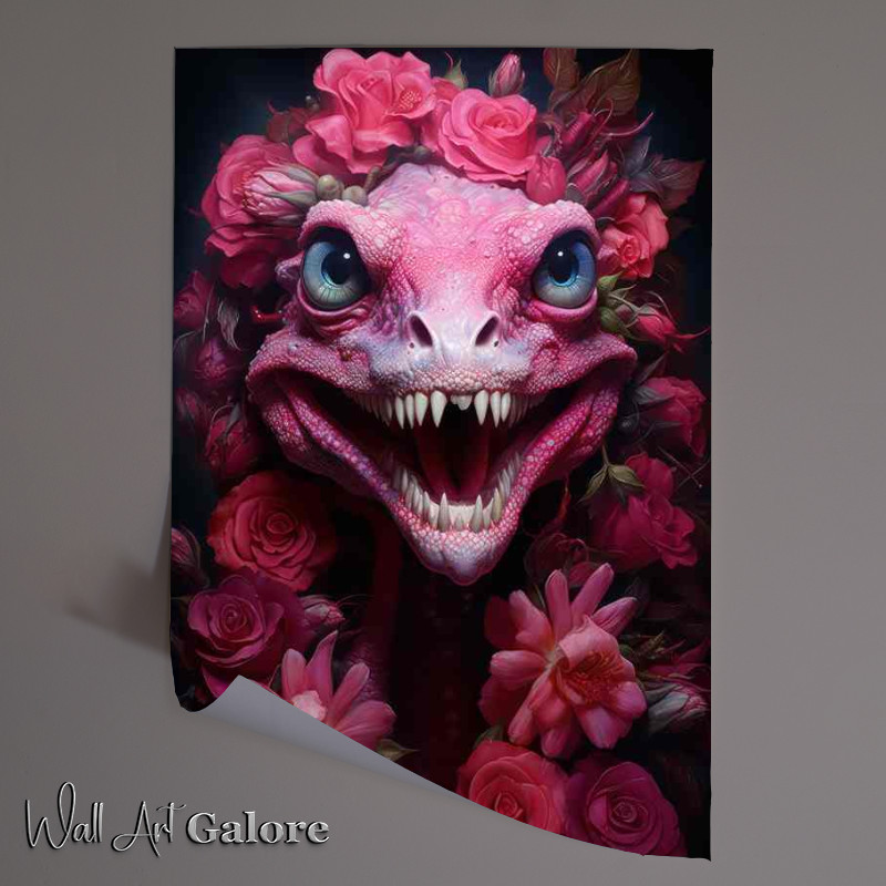 Buy Unframed Poster : (Pink gummy lizard with pink tongue with pink lips)