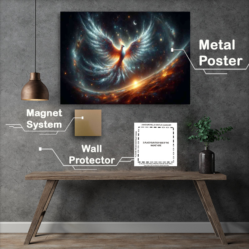Buy Metal Poster : (Space fantasy scene with focus on the pheniox)