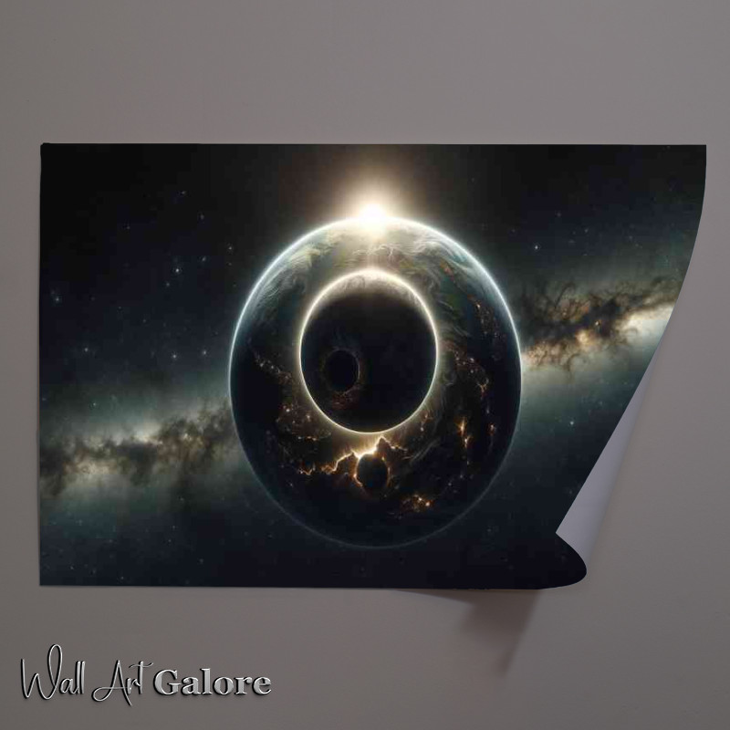 Buy Unframed Poster : (Space of a fantasy planet during a solar eclipse)