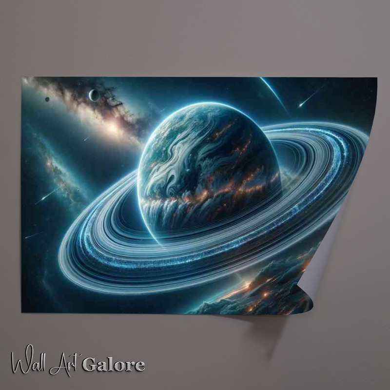 Buy Unframed Poster : (Space of a fantasy planets intricate ring system)