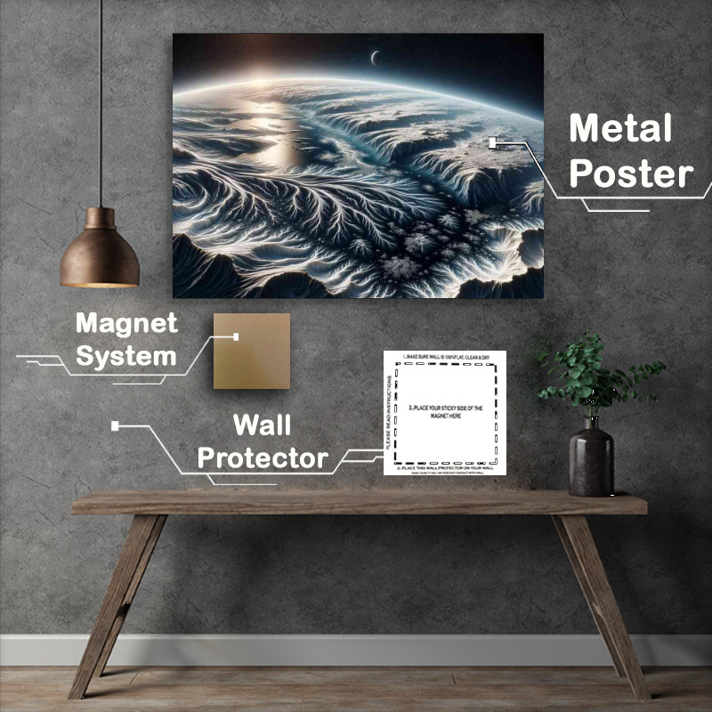 Buy Metal Poster : (Space of a fantasy planets polar region)