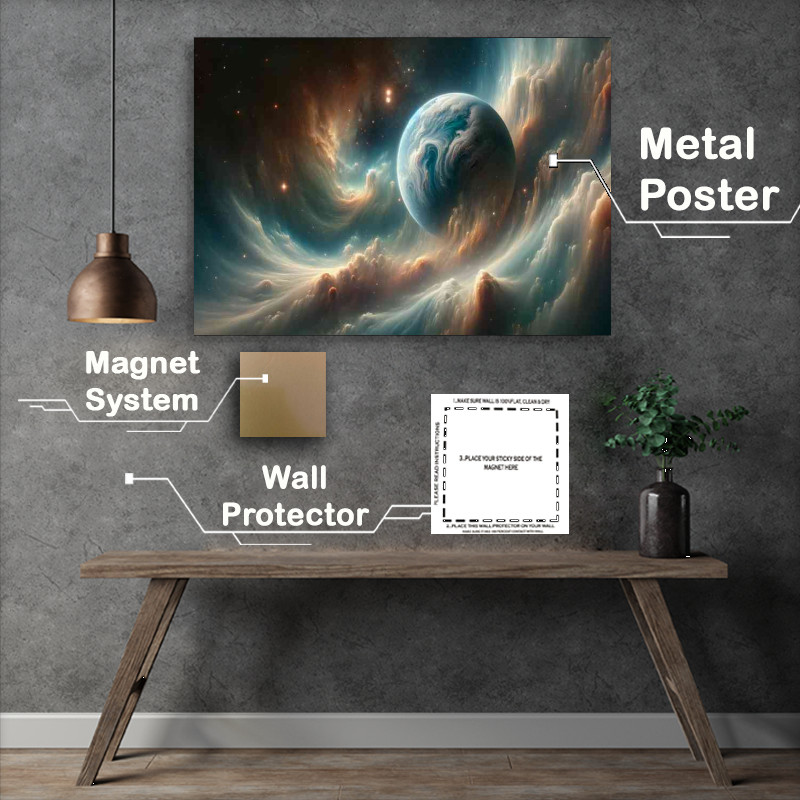 Buy Metal Poster : (This composition centers on a singular planet)