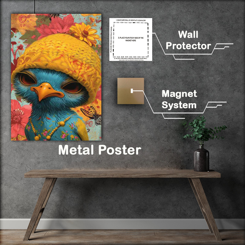 Buy Metal Poster : (Bird with a yellow cap and hat)