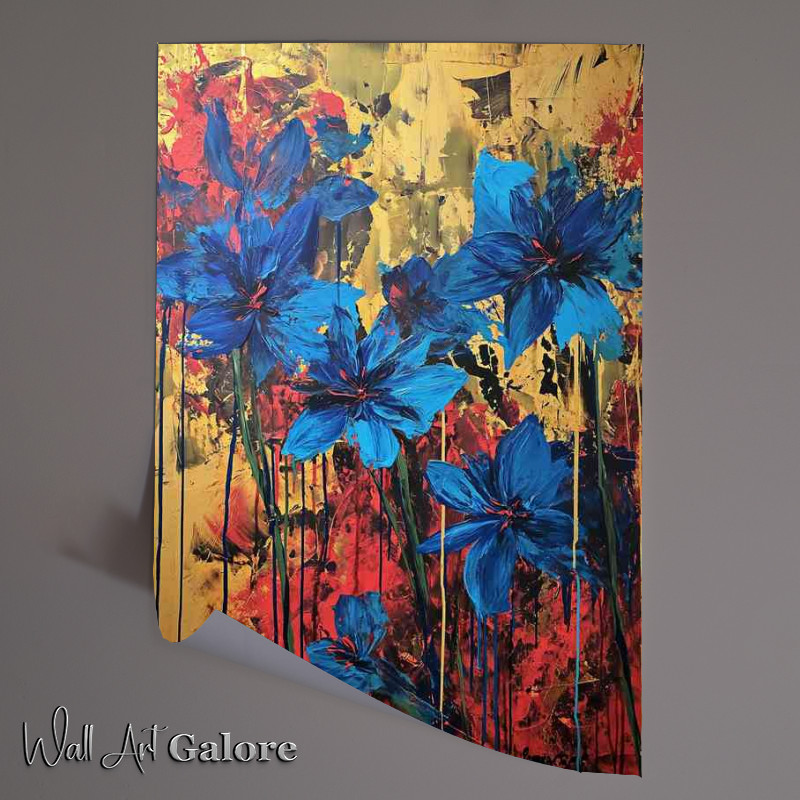 Buy Unframed Poster : (Blue and red flowers in bloom art)