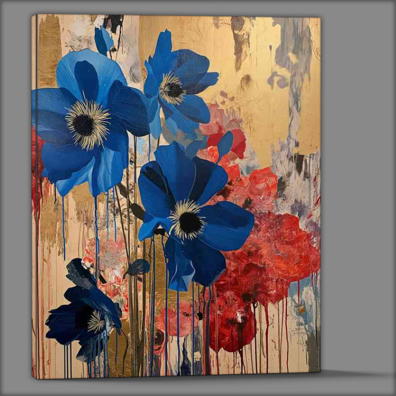 Buy Canvas : (Blue flowers in bloom street art)
