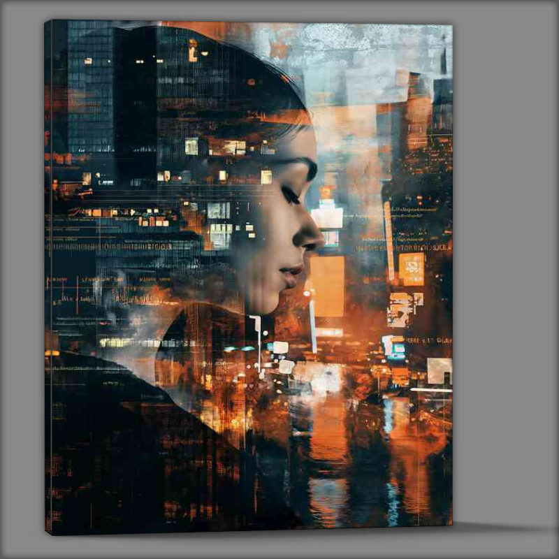 Buy Canvas : (City landscape with a womans face)
