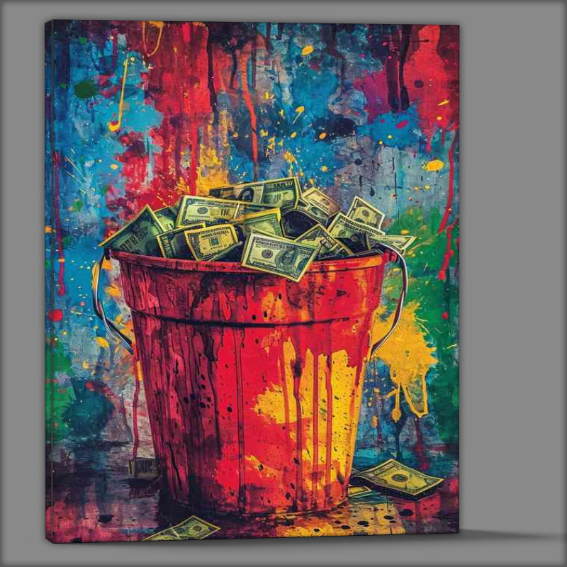 Buy Canvas : (Colorful painting shows a bucket of money)