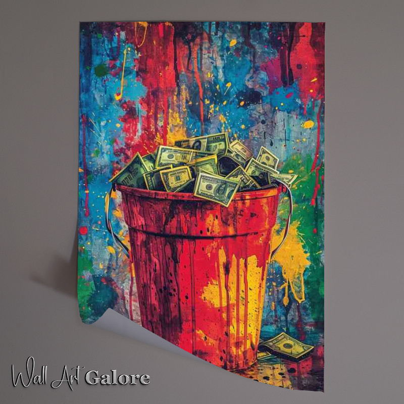 Buy Unframed Poster : (Colorful painting shows a bucket of money)
