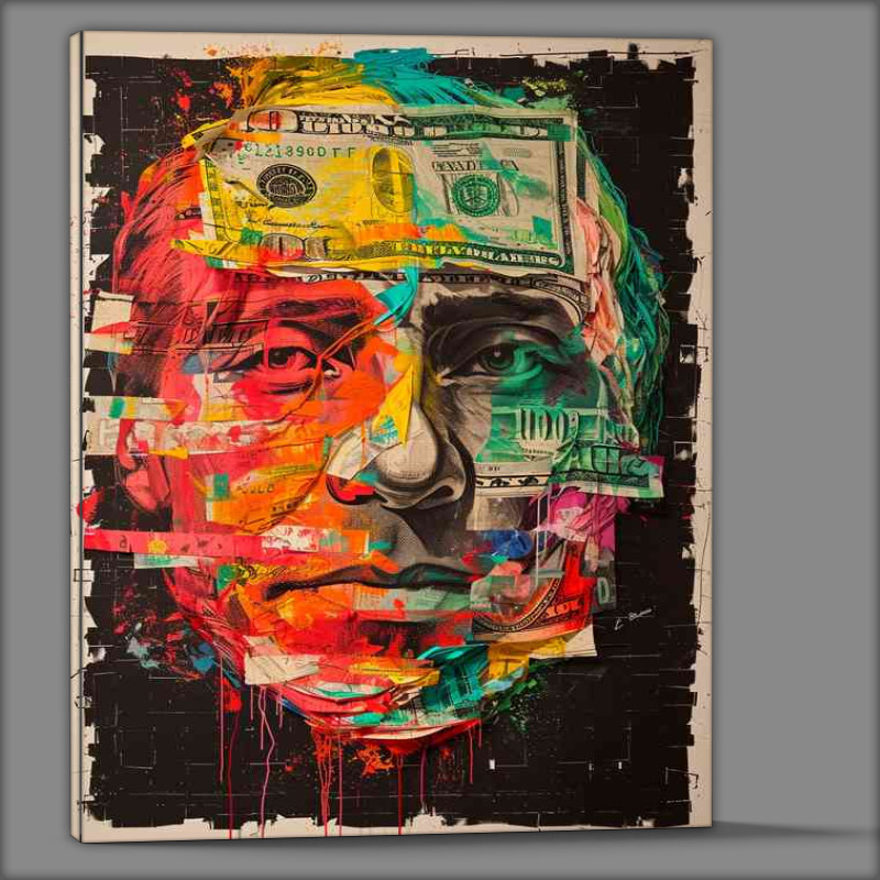 Buy Canvas : (Colorful paper painting with a dollar)