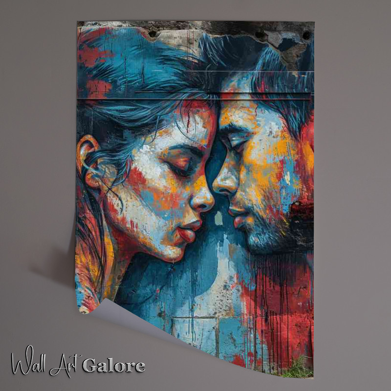 Buy Unframed Poster : (Couple on the wall in love)