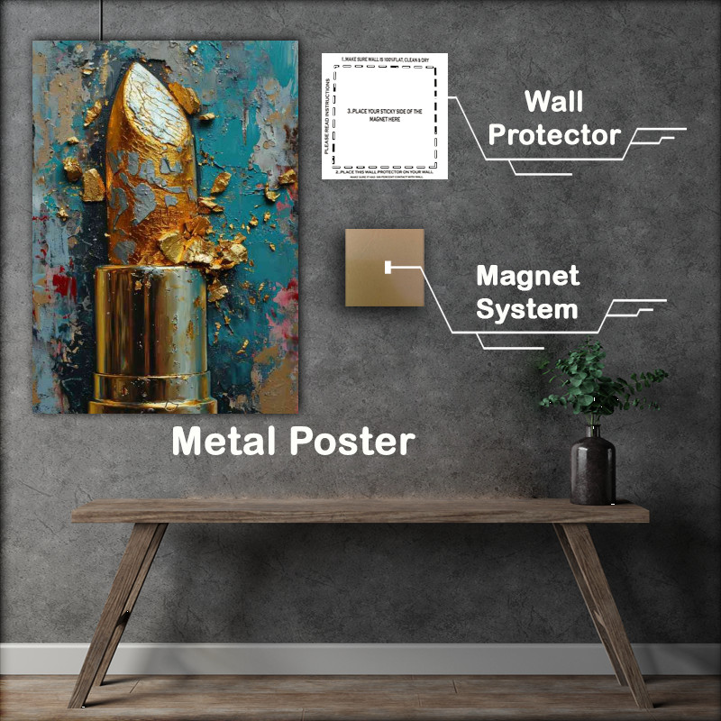 Buy Metal Poster : (Gold lipstick street art)