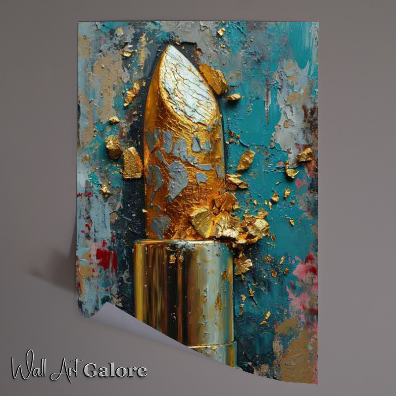 Buy Unframed Poster : (Gold lipstick street art)